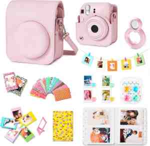 Foto: Complete accessoires set geschikt voor fujifilm instax mini 12   case   camera tas   hoesje   filters   fotoboek   fotoalbum en meer   blossom pink