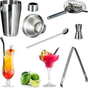 Foto: Relaxdays 8x cocktail set 5 delig barset met shaker barmixer cocktailshakerset rvs