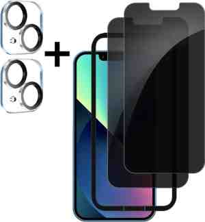Foto: Podec 2x privacy screenprotector en 2x camera lens protector voor iphone 13   gehard beschermglas   transparant en krasbestendig   tempered glass screen cover