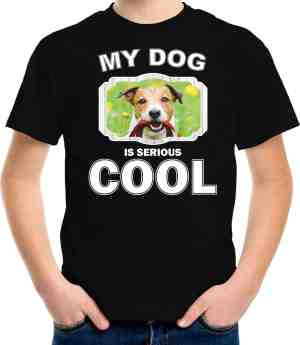Foto: Jack russel honden t shirt my dog is serious cool zwart kinderen jack russel terriers liefhebber cadeau shirt kinderkleding kleding 158 164