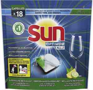 Foto: Sun optimum all in 1 vaatwasmiddel capsules citroen 18 stuks