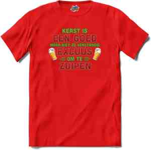 Foto: Kerst een goed excuus om te zuipen foute bier kersttrui t shirt dames rood maat s