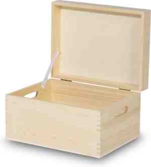 Foto: Houten kist houten kist met deksel 40x30x23cm houten opbergkist speelgoedkist handvatten documenten speelgoed herinneringsbox herinneringenkist houten box