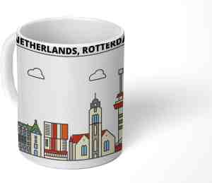 Foto: Mok koffiemok rotterdam skyline urban mokken 350 ml beker koffiemokken theemok