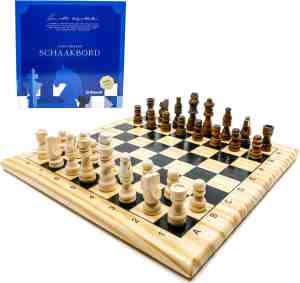 Foto: In round schaakbord met schaakstukken hout schaakspel voor volwassenen