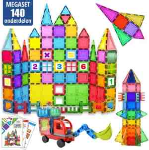 Foto: Mega pakket magnetisch speelgoed 140 onderdelen   magnetische bouwblokken   montessori speelgoed te combineren met de meeste andere merken magnetisch bouwspeelgoed