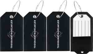 Foto: Bagagelabel kofferlabel leer bagagelabels voor koffers kofferlabels bagagelabel koffer 4 stuk zwart