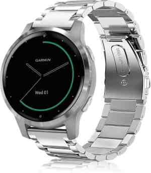 Foto: Stalen smartwatch bandje geschikt voor garmin vivoactive 4s stalen band 40mm zilver horlogeband polsband armband