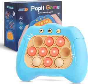 Foto: Just23 pop it game   quick push verbeterde versie   blauw   pop it controller spel   pop or flop   met 4 speelmodus   incl  batterijen