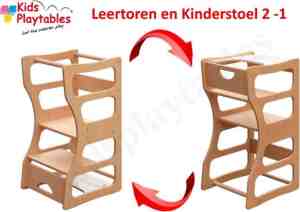 Foto: Leertoren montessori 2 in 1 learning tower kinderstoel keukenhulp kind ontdekkingstoren peuters opstapje hout keukentoren kinderzetel