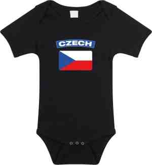 Foto: Czech baby rompertje met vlag zwart jongens en meisjes kraamcadeau babykleding tsjechie landen romper 80