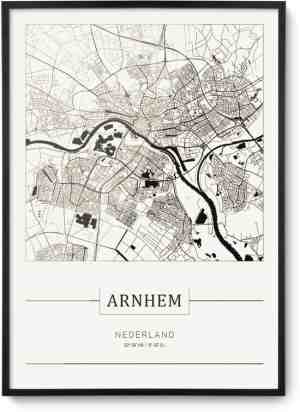 Foto: Stadskaart arnhem plattegrond city map muurdecoratie 30 x 40 cm in lijst