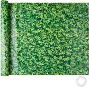 Foto: Tectake   balkondoek privacydoek balkonscherm   hoogte 75 cm   lengte 6 meter  groene bladerenpatroon   402705