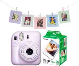 Foto: Fujifilm instax mini 12 bundel   instant camera 2 x 10 stuks film fotokaarten   lilac purple