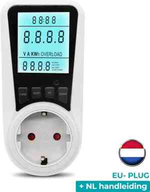 Foto: Rebigoods energiemeter met led verlicht display verbruiksmeter voltagemeter elektriciteitsmeter energie besparen nederlandstalige handleiding