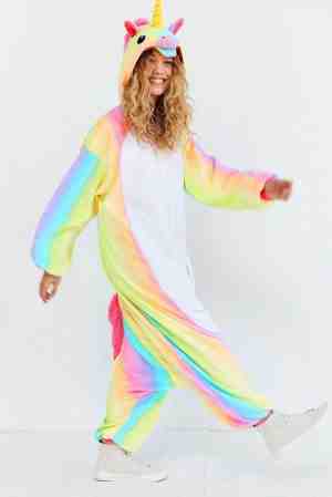 Foto: Kimu onesie regenboog eenhoorn pak   maat 128 134   eenhoornpak unicorn kostuum kleuren   unicornpak kinderen jumpsuit pyjama huispak kerst cadeau