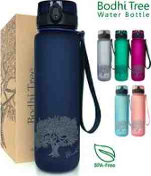 Foto: Bodhi tree waterfles 1 liter   drinkfles volwassenen   bpa vrij   fruit filter   sport bidon 1l   water bottle   blauw