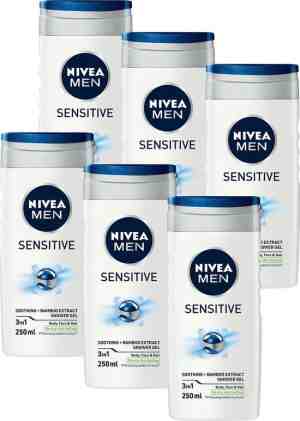 Foto: Nivea men sensitive   douchegel   6 x 250 ml   voordeelverpakking