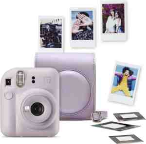 Foto: Fujifilm instax mini 12 bundel instant camera 1 x 10 stuks film cameratas stickers lilac purple
