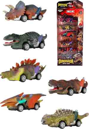 Foto: Dinosaurus auto speelgoed jongens 6 stuks zelfrijdend jurassic autos dinosaurussen speelfiguren dino 2 jaar 3