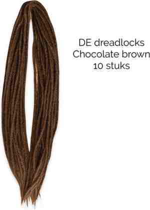 Foto: De dreadlocks chocolate brown 10 stuks curly ends 1 b to darkbrown gehaakte double ended dreadlock extensions hair beads donkerbruin