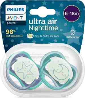 Foto: Philips avent scf 376 13 fopspeen ultra air nighttime 6 tot 18 maanden verpakking van 2
