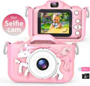 Foto: Digitale kindercamera incl 32gb geheugenkaart dual camera foto en videofunctie kinderfototoestel vlog en selfie camera speelgoedcamera