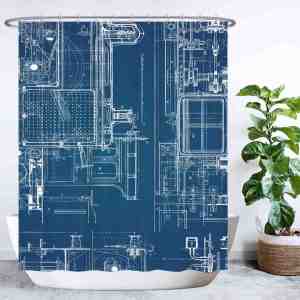 Foto: Ulticool douchegordijn printplaat computer pc componenten onderdelen 180 x 200 cm met 12 ringen blauw wit