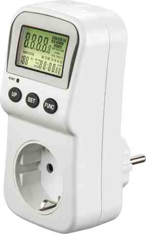 Foto: Hama energiekostenmeter met lcd display digitale elektriciteitsmeter voor het stopcontact