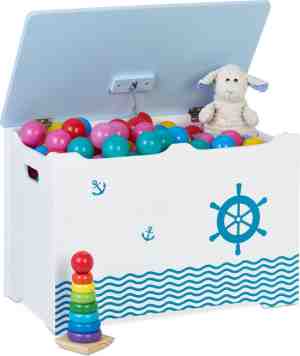 Foto: Relaxdays speelgoedkist kind   speelgoed opbergkist met deksel   speelgoedbox kinderkamer