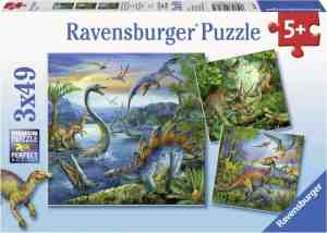 Foto: Ravensburger dinosaurussen   3x49 stukjes   kinderpuzzel