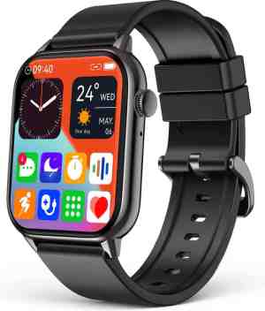 Foto: Samtech smartwatch   heren dames horloge met hd touchscreen   stappenteller calorie teller slaap meter geschikt voor samsung iphone apple ios android en meer   zwart