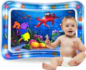 Foto: Waterspeelmat watermat speelkleed opblaasbaar tummy time baby speelgoed 0 jaar kraamcadeau blauw