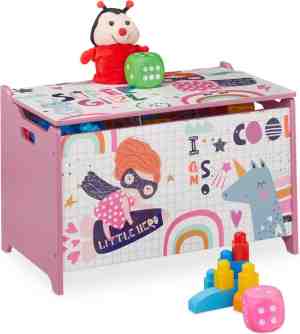 Foto: Relaxdays speelgoedkist met deksel   grote opbergkist speelgoed   kinderkamer speelgoedbox